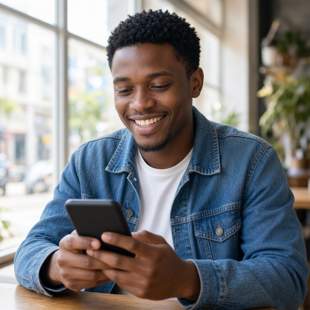 Shopper holding a phone showing a payment confirmation